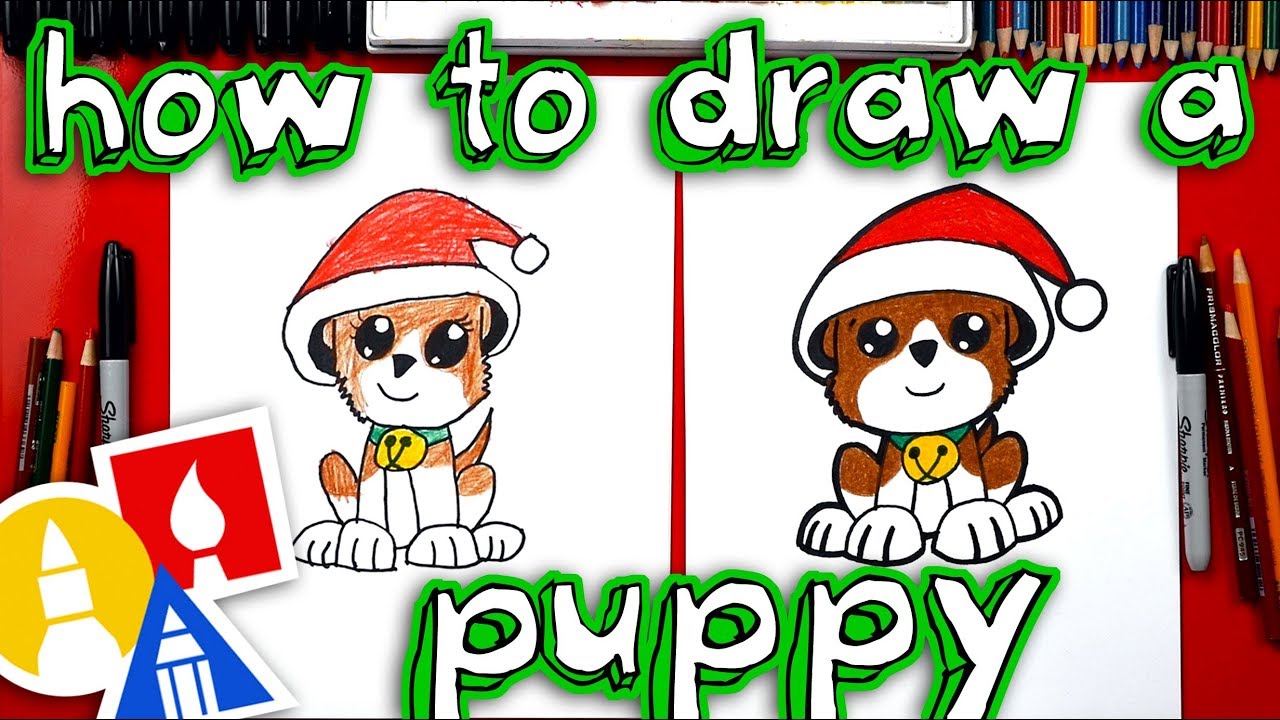 How To Draw A Christmas Puppy Cute Puppies Videos