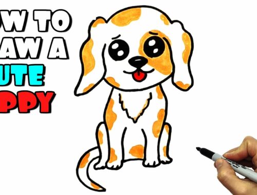 How to draw a Cute Puppy very easy. Drawings for kids. Draw So Cute Easy