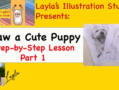 Draw a cute puppy: Step-by-step full drawing lesson.