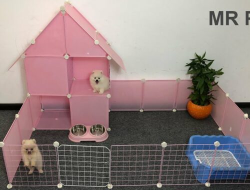 How To Make Dog Villa House For Cute Pomeranian Puppies - DIY HOUSE DOGS - MR PET