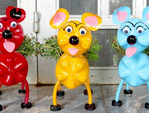 Recycle Plastic Bottles into Cute and Colorful Puppy-shaped Flower Pots