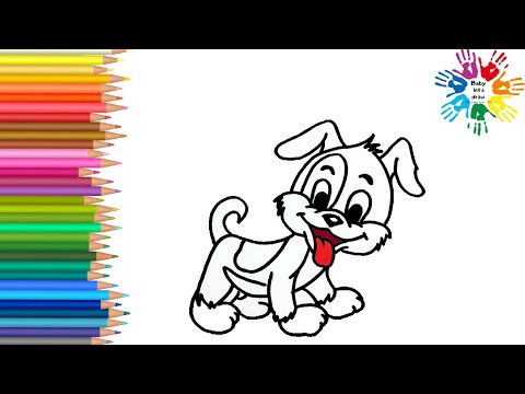 How to draw a Cute Puppy. Cartoon coloring for kids