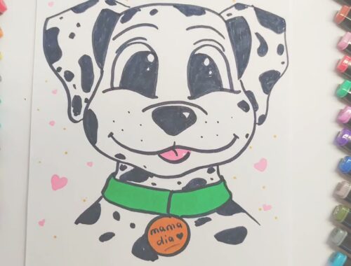 #cute #puppy #dalmatian #drow #lessons. Cute puppy dalmatian. Easy to drow. Lessons for kids.