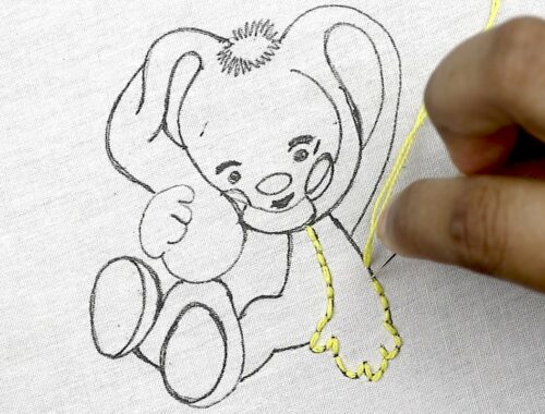 very cute hand embroidery designs - excellent embroidery art of a cute puppy - dog embroidery design