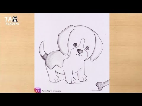 A Cute puppy food find a piece of bone pencildrawing@Taposhi kids academy