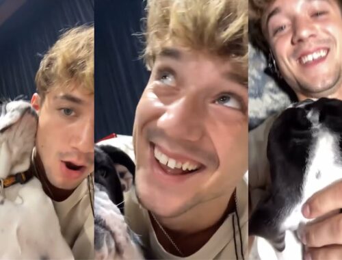 DANIEL SEAVEY playing with a CUTE PUPPY (ADORABLE)