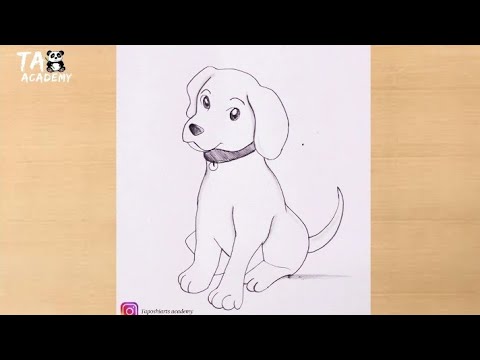 Cute puppy sitting and funny watching pencildrawing@Taposhi arts Academy