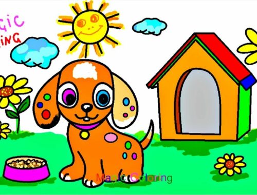 Cute Puppy for Kids How to Draw and Color  Magic Coloring