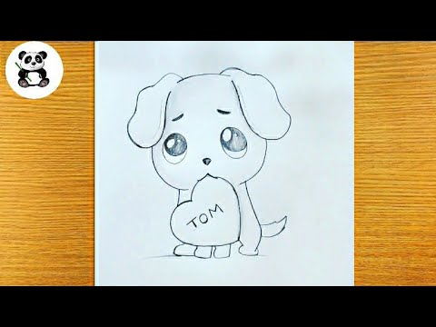 Cute puppy fall in love pencil drawing@Taposhi arts Academy