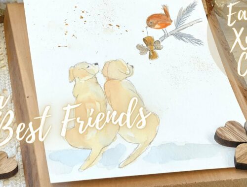 Paint my Cute Puppy Dog Christmas Card in Watercolor - Quick and Easy Gift Tutorial plus Free Sketch
