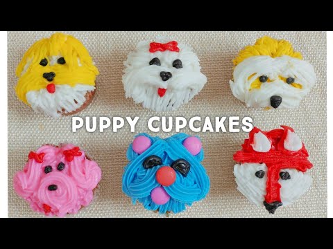 CUTE PUPPY CUPCAKES / DOGGY CUPCAKES / How to Make Puppy Cupcakes with Buttercream & Whipping Cream