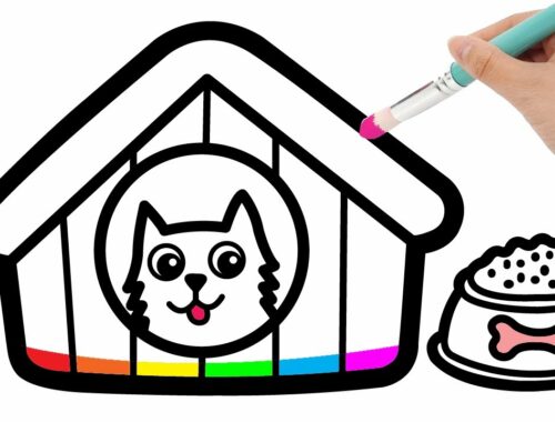 How to Draw Cute Puppy House For Children