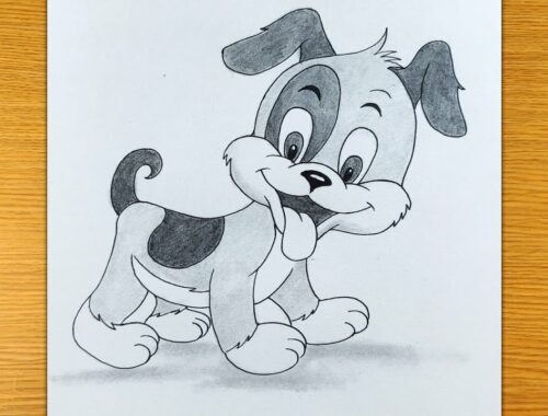 How to draw a cute puppy pencil drawing @Taposhi kids academy