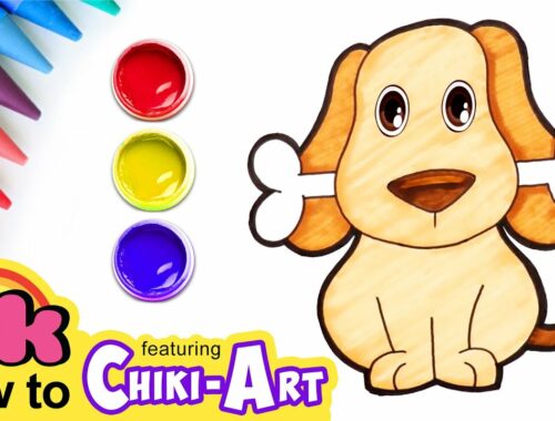 How to Draw a Dog | Cute Puppy Drawing and Painting for Kids | Chiki Art | Hooplakidz HowTo