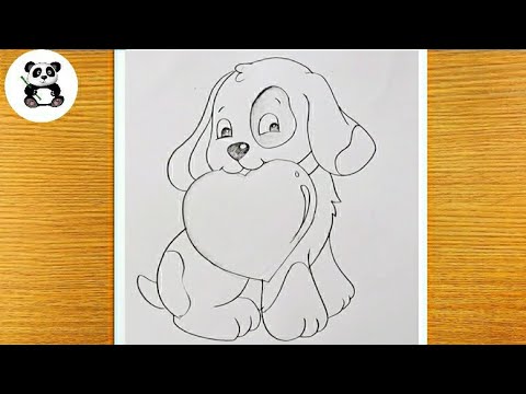 Cute puppy with love pencilsketch/dog drawing@Taposhi arts Academy