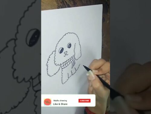 How To Draw Cute puppy Drawing #madhudrawing #puppydrawing #shorts
