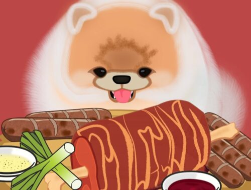 #asmr #puppy  #animation  ASMR MUKBANG Becon and Sausage by Cute Puppy/ Kvaka Animation