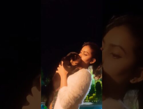 Deepika Pilli in White Chilling with her Cute Puppy New Video