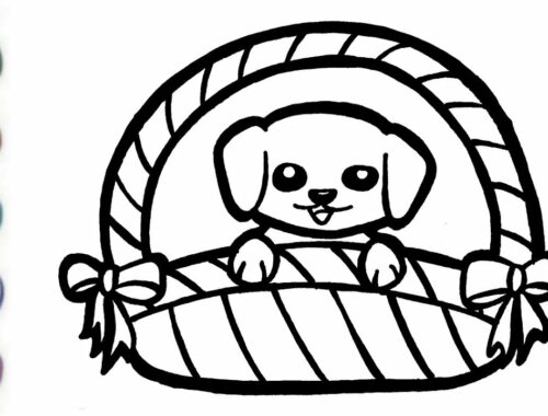 Puppy Basket Drawing | Drawing Cute Puppy | Drawing and Coloring