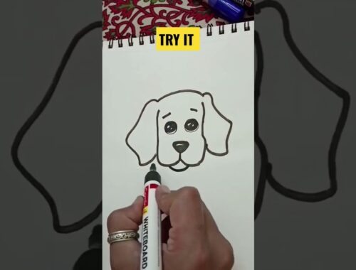 TRY THIS VERY EASY CUTE PUPPY DRAWING, #shorts #youtubeshorts