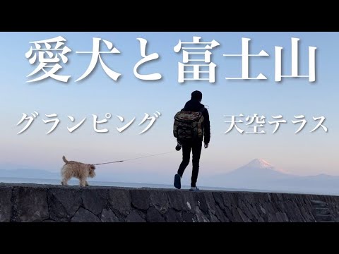 【西伊豆 グランピング】犬OK。富士山を独り占めをしたい方はココで決まり。天空テラス。ドームテント。早朝から「潮風のベンチ」にお散歩に行って来た。御浜岬公園