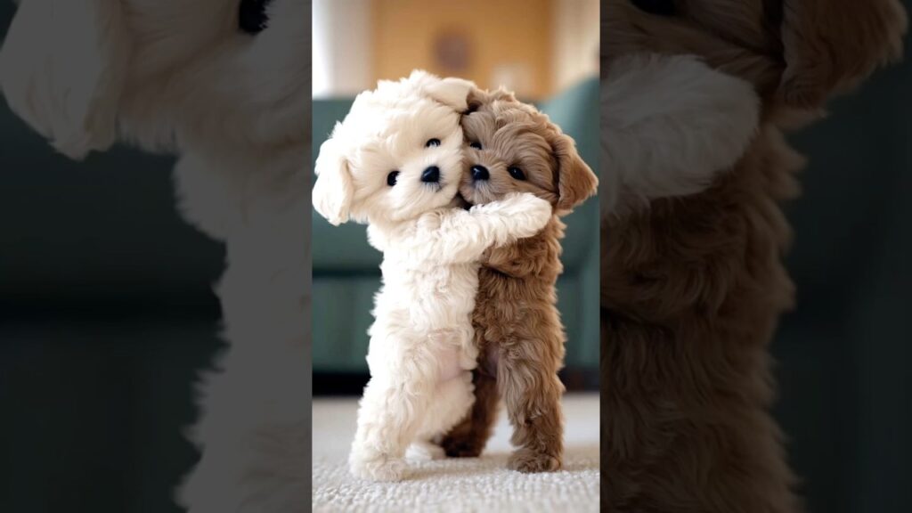 Must See Cute Fluffy Puppies Hugging