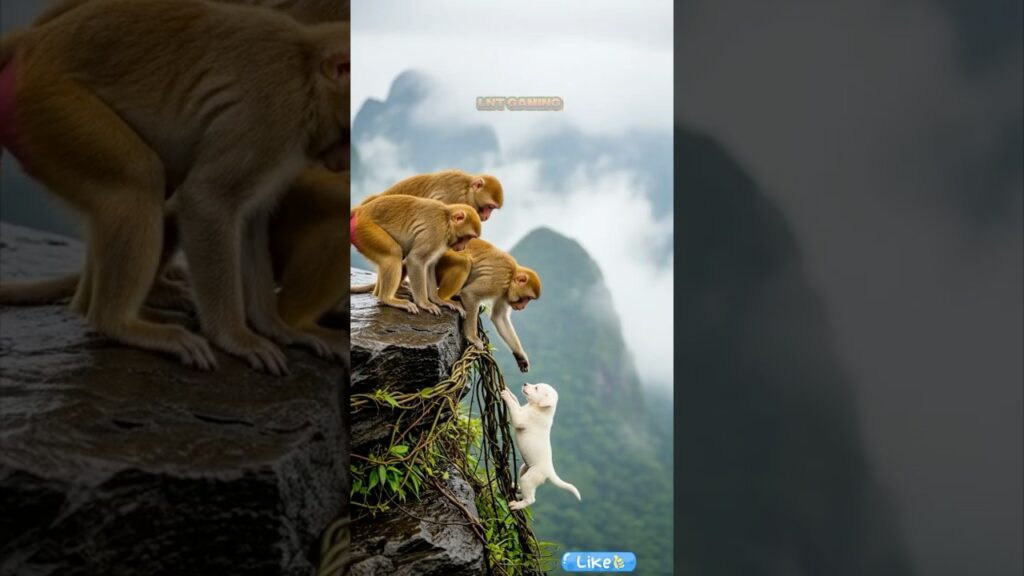 FAITH IN ANIMALS RESTORED! Kind monkeys save a puppy trapped in a ravine